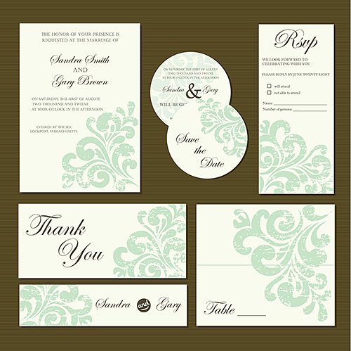 VECTOR CLIPART - Красивые свадебные приглашения / Beautiful vintage wedding invitation cards, Set 1