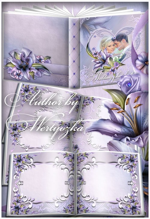 Свадебная цветочная фотокнига - Лиловые лилии