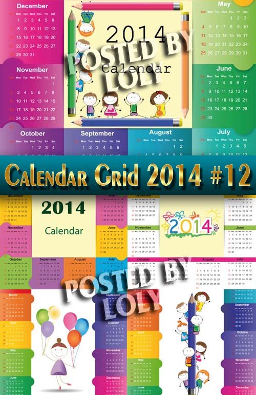 Календарные сетки 2014 #12 - Векторный клипарт