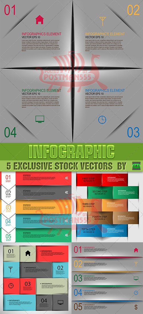 VECTOR CLIPART - Абстрактная инфографика / Abstract paper infographic Set 1