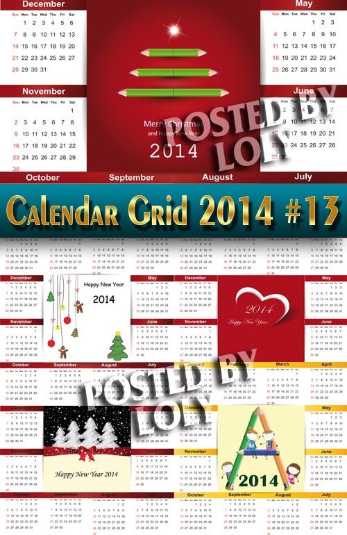 Календарные сетки 2014 #13 - Векторный клипарт
