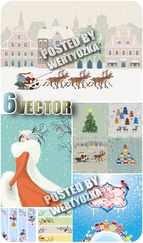Зима, фоны и баннеры / Winter, backgrounds and banners - stock vector