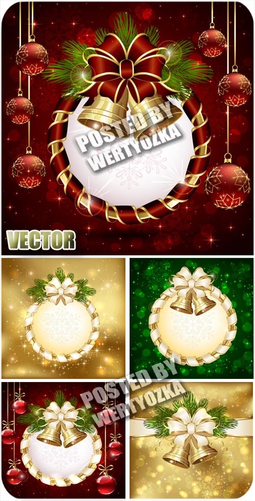 Новогодние фоны с колокольчиками / Christmas background with bells - stock vector