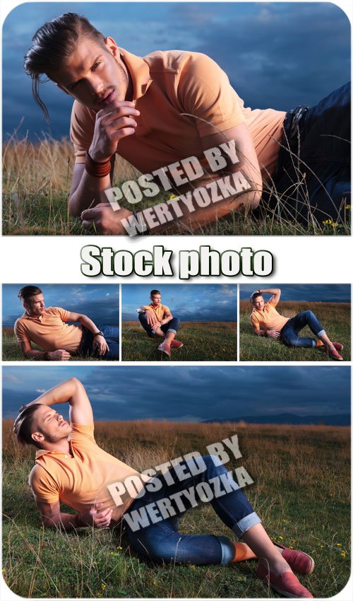 Мужчина на зеленом лугу / Man on a green meadow - stock photos