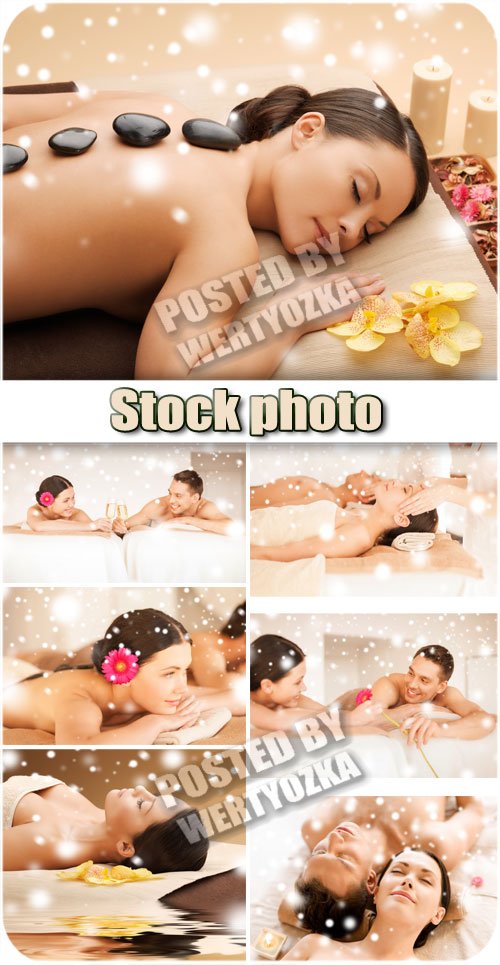 Спа процедуры, массаж камнями / Spa treatments, massage stones - stock photos