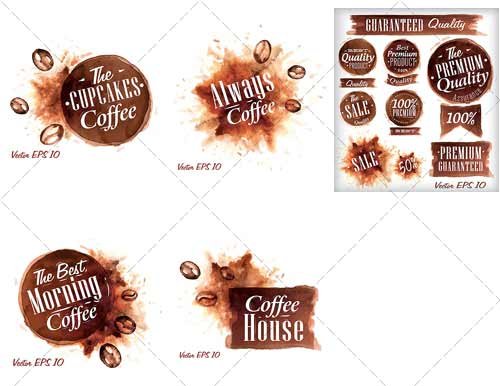 Творческие, абстрактные кофейные пятна | Creative, abstract coffee stains, Вектор
