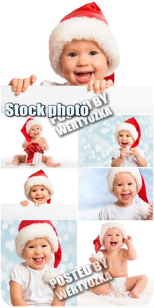 Малыш в шапке санты / Kid in Santa hats - stock photos