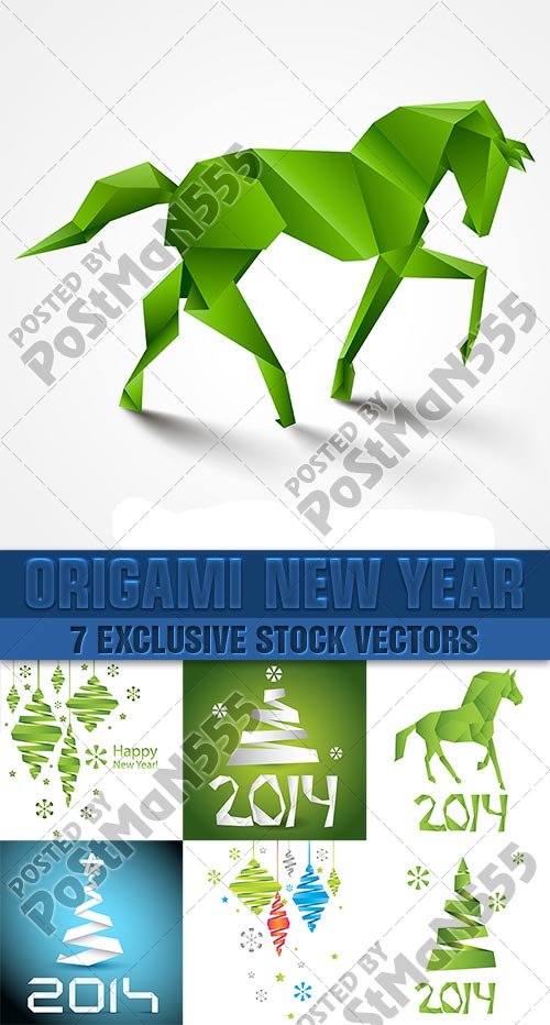 Оригами - Новый год | Origami - New Year, Вектор