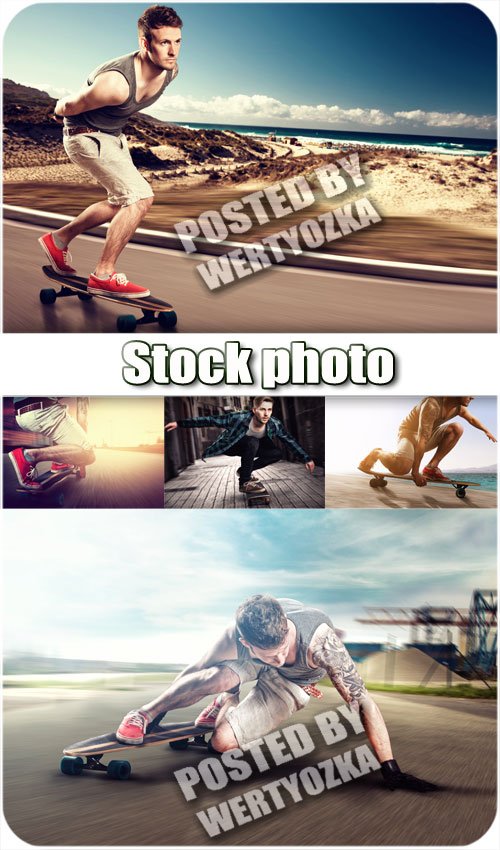 Скейтбординг, экстремальный вид спорта / Skateboarding, extreme sport - stock photos