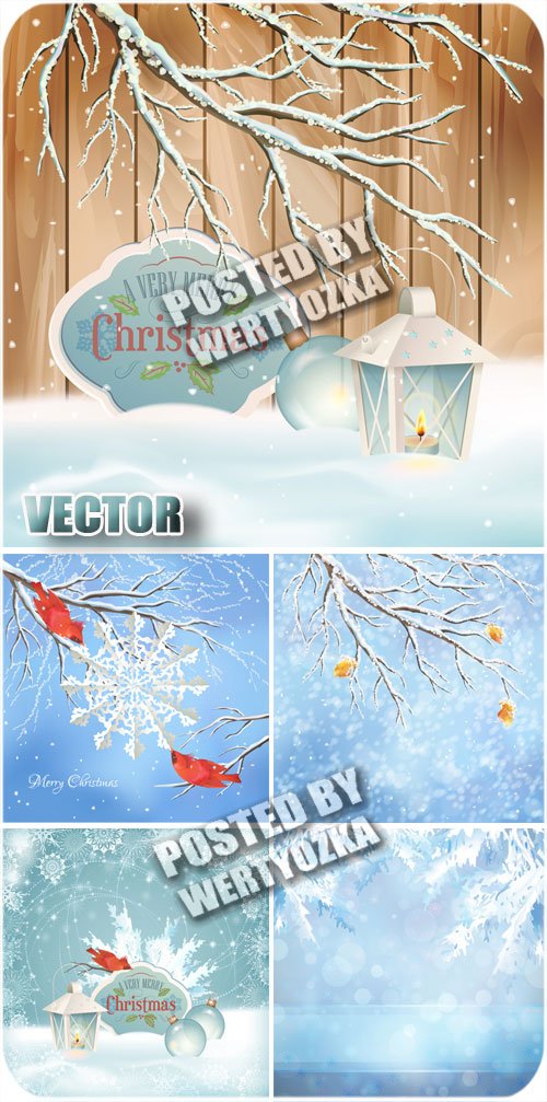 Рождество, зимние пейзажи / Christmas, winter landscapes - stock vector