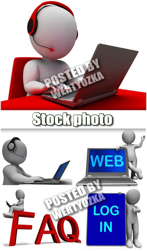 3D люди с ноутбуком и планшетом / 3D people with a laptop and a tablet - stock photos