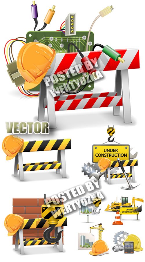 Строительные работы / Construction - stock vector