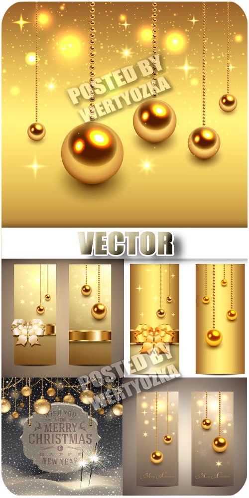 Золотые новогодние шары / Golden Christmas balls - vector stock