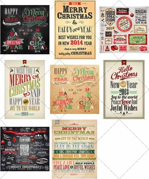 Рождественские этикетки и надписи, элементы дизайна | Christmas labels and labels, design elements, Вектор