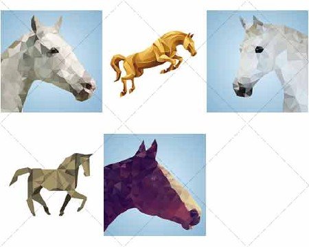 Абстрактная лошадь, треугольный стиль | Abstract horse, triangular style, Вектор