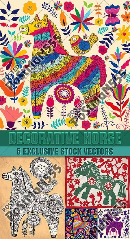Стилизованные лошади, декоративные фоны | Stylized horse, decorative backgrounds, Вектор