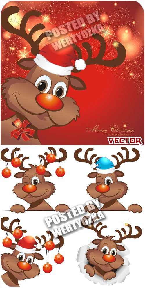 Рождество и северный олень / Christmas reindeer - vector stock