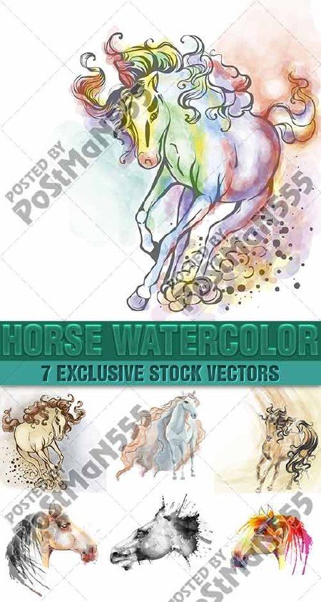 Красивая живописная лошадь акварелью | Beautiful picturesque horse watercolor, Вектор