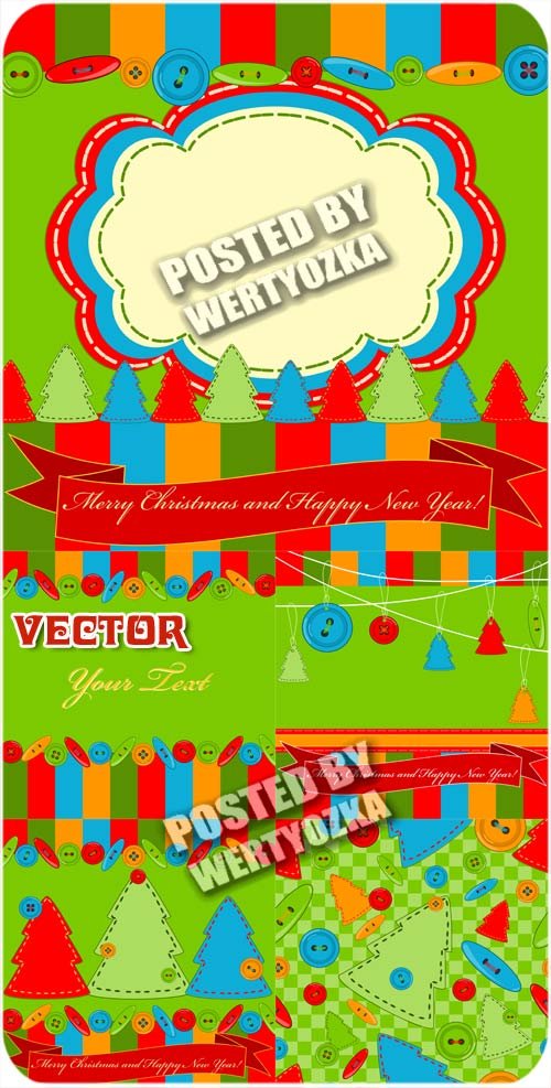 Новогодние фоны с елочками / Christmas background with christmas trees - stock vector