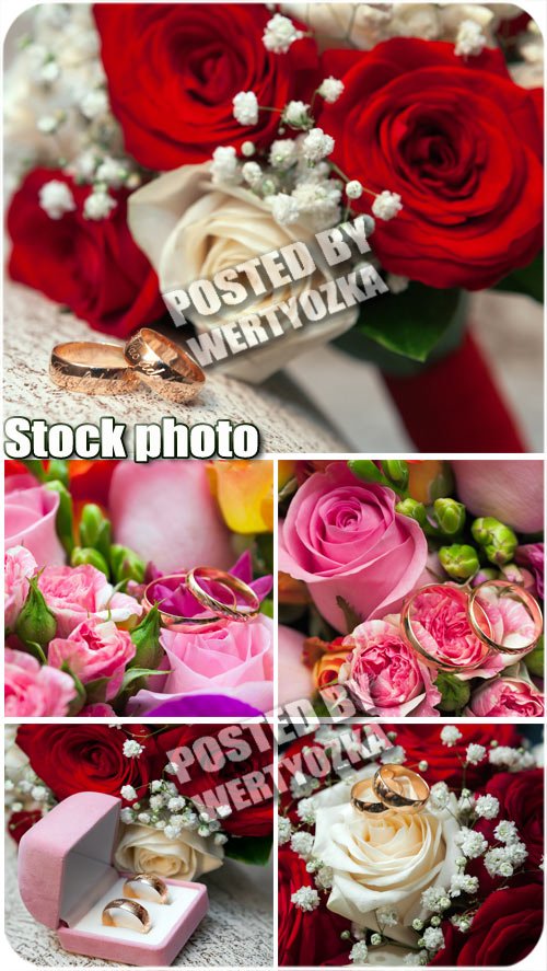 Свадебные цветы и обручальные кольца / Wedding flowers - stock photos