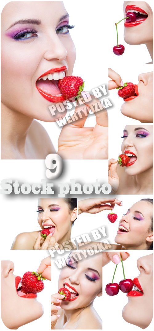 Девушка с клубничкой / Girl with strawberry - stock photos