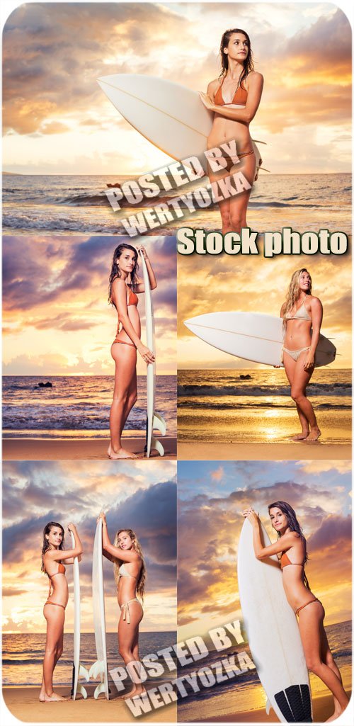Девушки и серфинг / Girls and surfing - stock photos