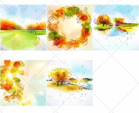 Осенние фоны, яркие краски осени | Autumn backgrounds, bright paints of autumn, Вектор