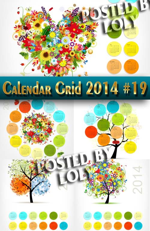 Календарные сетки 2014 #19 - Векторный клипарт