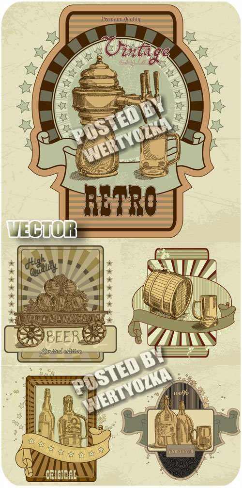 Винтажные этикетки пива / Vintage beer label - stock vector