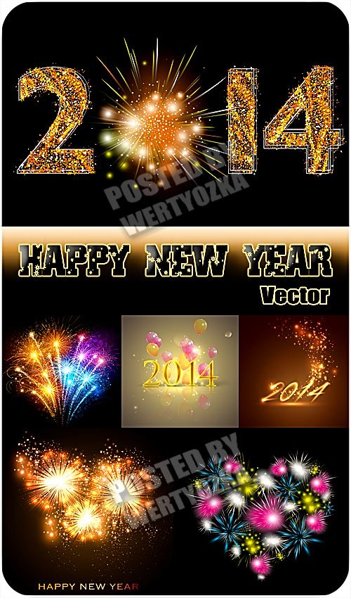 Новогодние салюты / New Year's fireworks - vector stock