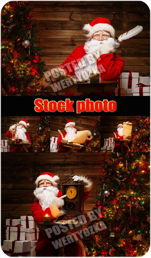 Санта клаус и новогодняя елка / Santa claus and christmas tree - stock photo