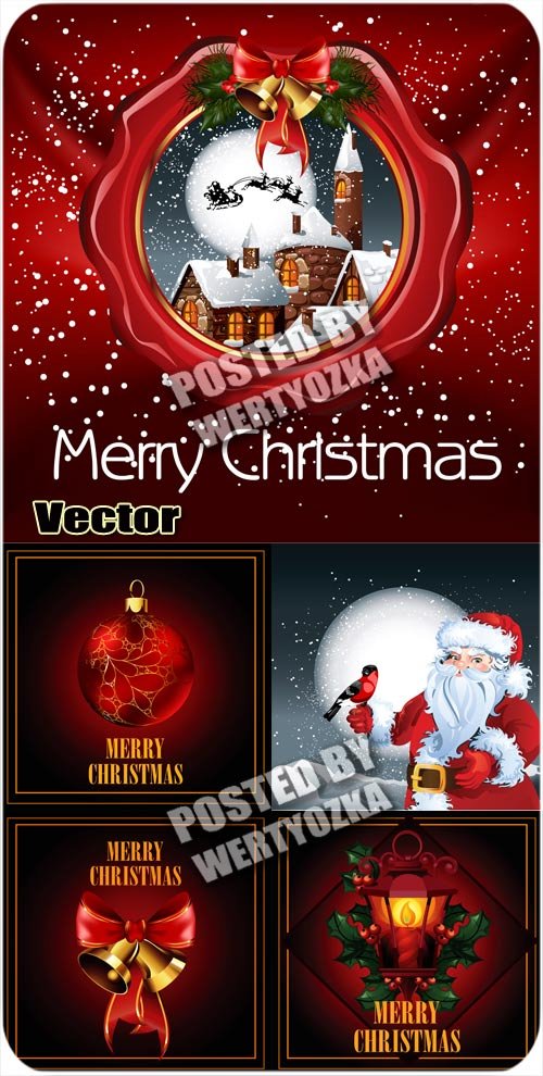 Красные векторные фоны с рождественскими элементами / Red vector backgrounds