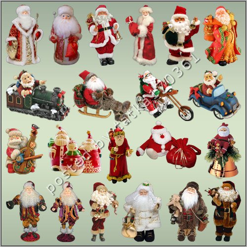 Клипарт для фотошопа - Дед Морозы и Санта Клаусы для новогодних оформлений
