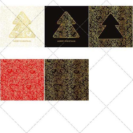 Красивые золотые Рождественские открытки, фоны | Beautiful golden Christmas cards, backgrounds, вектор