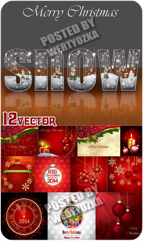 Рождественские фоны с шарами, курантами и свечами - сток вектор