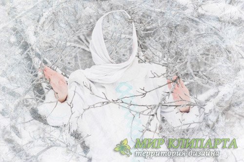 Шаблон для девушек - Снегурочка в заснеженном лесу 