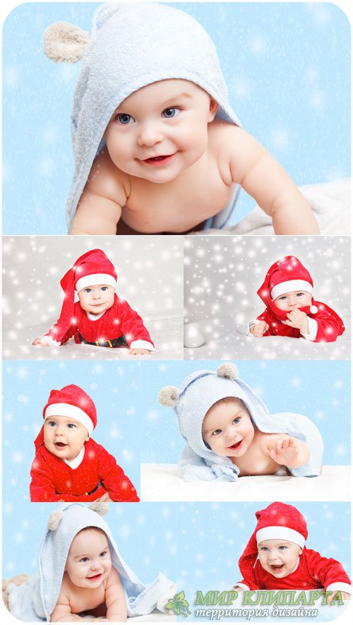 Веселый маленький ребенок в шапке санты - сток фото