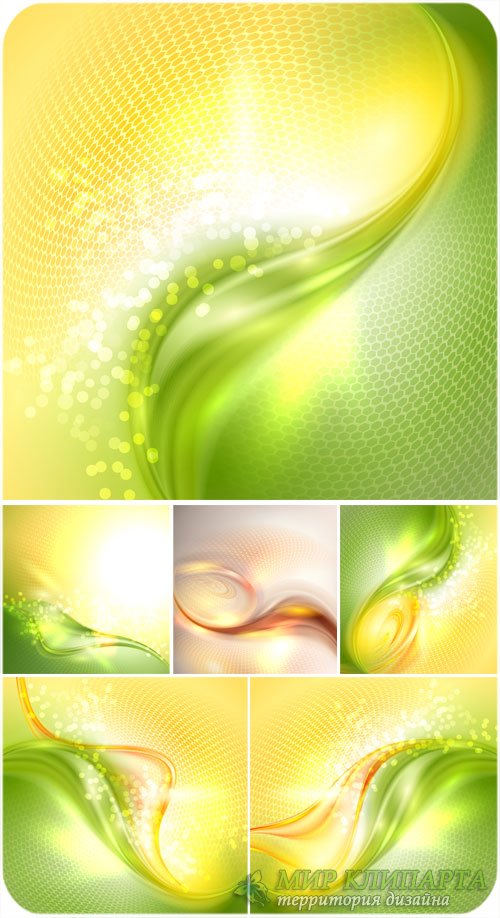 Красивые векторные фоны с зеленой и желтой абстракцией