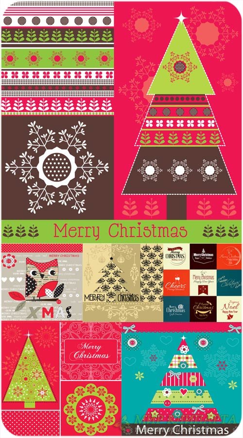 Рождественские векторные фоны с различными узорами и элементами