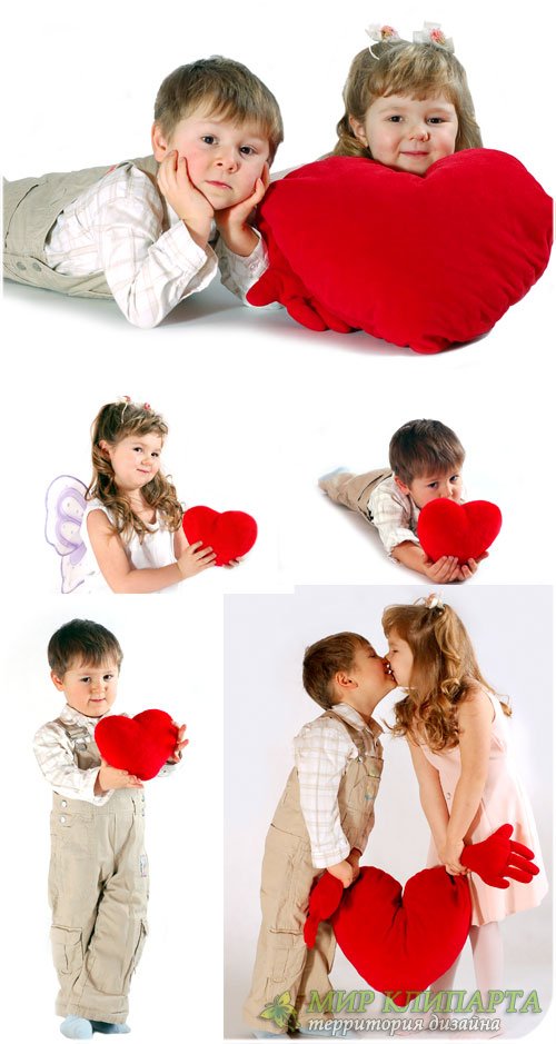 Мальчик и девочка с сердцем - сток фото