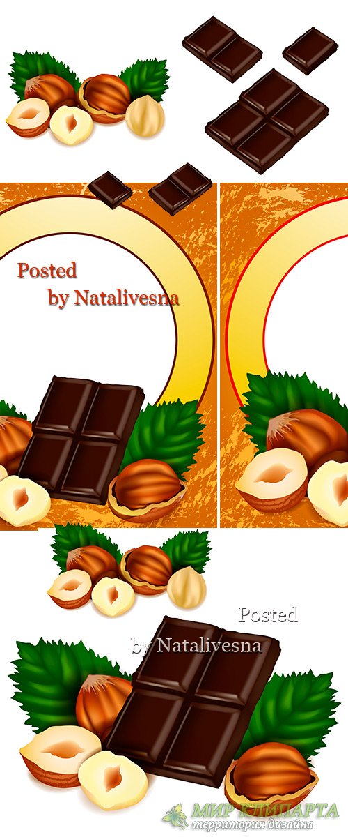 Клипарт в Векторе - Лесные орехи и шоколад