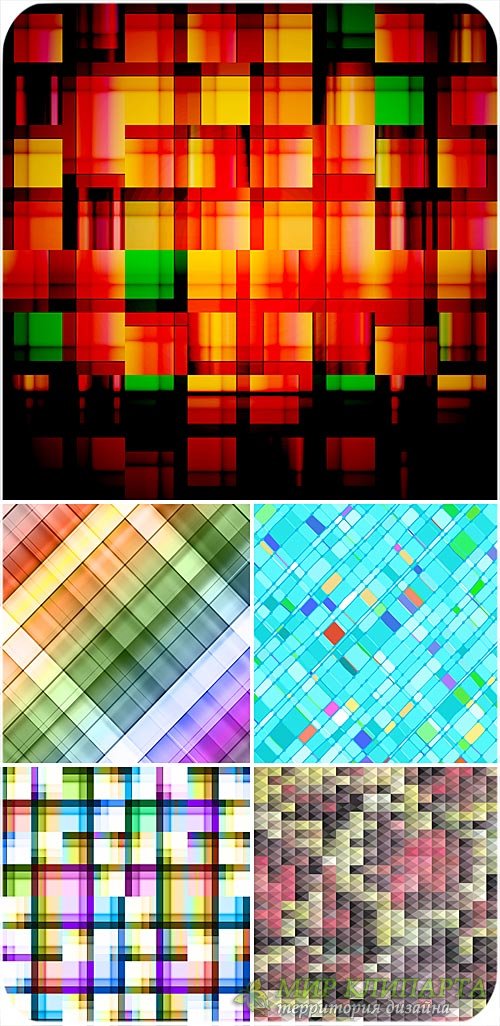 Разноцветные векторные фоны, абстракция, фоны в клеточку
