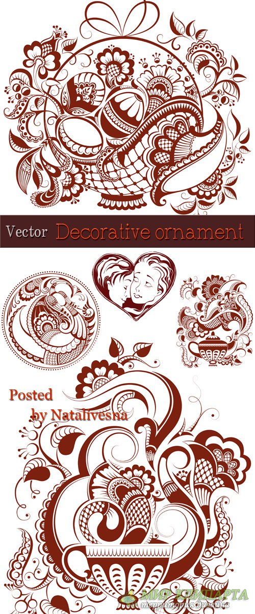 Декоративные  фоны в Векторе с цветами и узорами