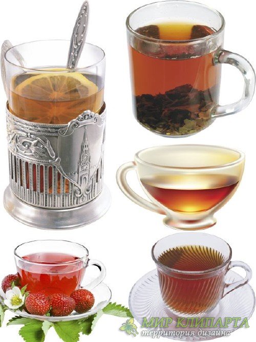 Стаканы и чашки с чаем