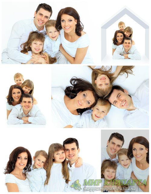 Счастливая семья, родители и дети / Happy family, parents and children - Stock photo