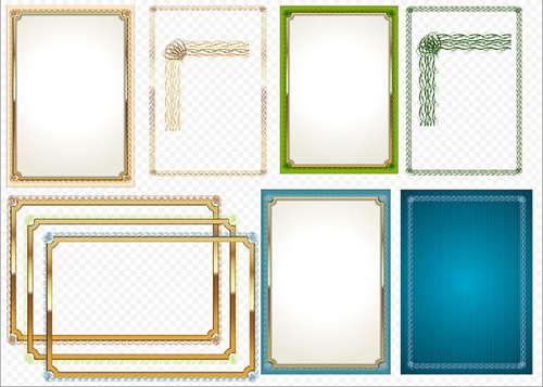 Клипарт - Три разноцветные рамки с фонами и без всё на прозрачном фоне