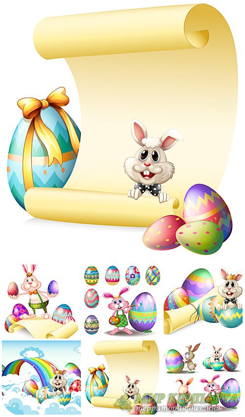 Забавный пасхальный кролик в векторе / Funny Easter bunny vector