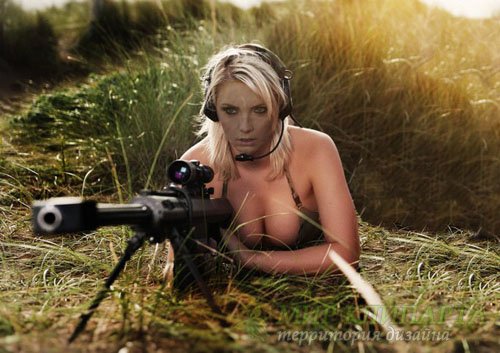 Шаблон для девушек - Снайпер с винтовкой в засаде 