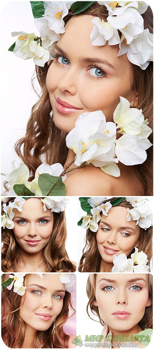 Девушка с цветами жасмина / Girl with jasmine flowers - Stock Photo