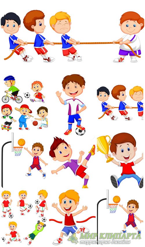 Дети и спорт, маленькие дети в векторе / Children and sport, young children vector